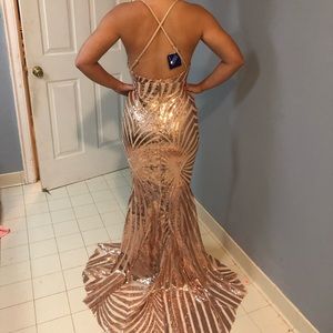 Gold sequin prom dress
